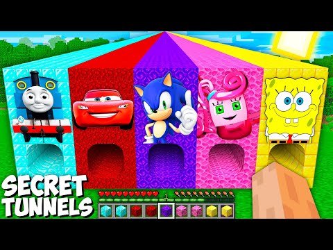What's INSIDE the NEW SECRET TUNNELS of THOMAS SONIC MCQUEEN or SPONGEBOB in Minecraft - Coffin Meme