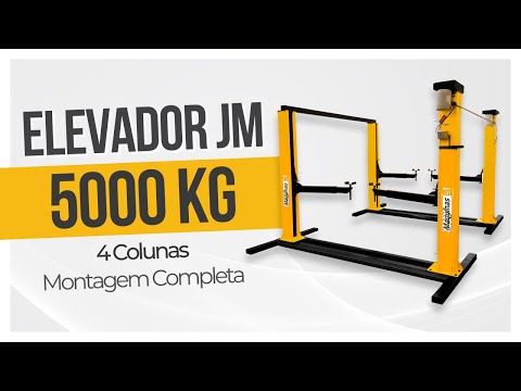 Elevador Automotivo Vermelho 4 Colunas 5000Kg 220V Trifásico JM MAQUINAS-6541 - Video