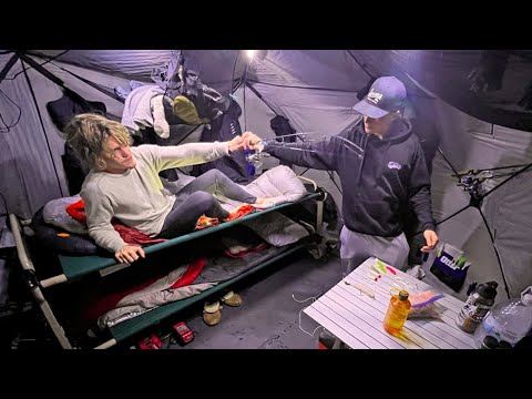 Insulated tent Camping w/ Giant Trout