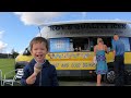 Kid Buy Ice Cream From Ice Cream Truck Relaxing Afternoon At Beach With Kid