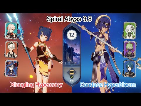 C6 Xiangling Hyper & C3 Candace Hyperbloom - Spiral Abyss 3.8 - Floor 12 9 star | Genshin Impact