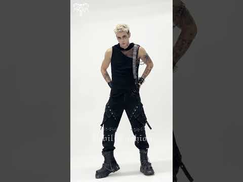 Male Hooded Mesh Tank Top with Chains and Buckled Strap