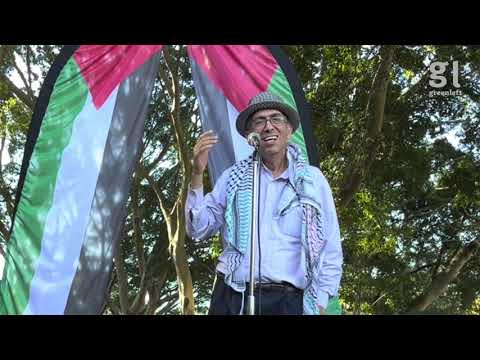 Palestinian ecologist Prof Mazin Qumsiyeh addresses Palestine solidarity rally in Gadigal Sydney