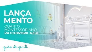 Quarto de Bebê Montessoriano Patchwork Azul - Grão de Gente
