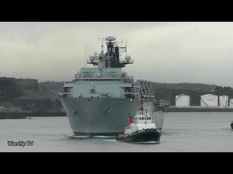 HMS ALBION L14 ENTERS DEVONPORT NAVAL BASE AT DEVILS POINT - 10th November 2021