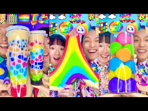 Rainbow Small to Giant Food Challenge Compilation! 🥵bubble tea boba (Part3)