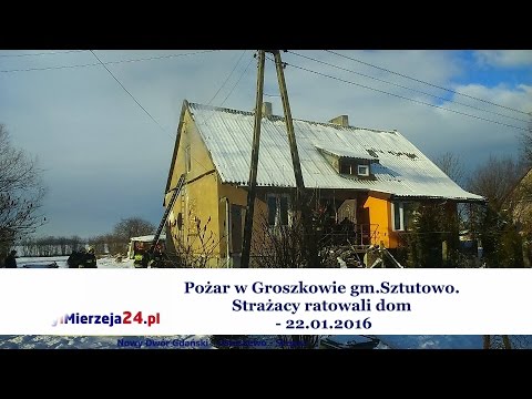 Pożar w Groszkowie gm.Sztutowo. Strażacy ratowali dom - 22.01.2016