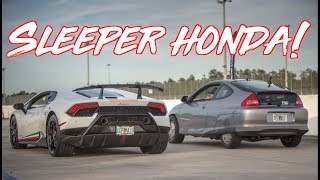 $7000 Sleeper Honda Hybrid Surprises Supercars! Lamborghini - GTR - Z06 Corvette