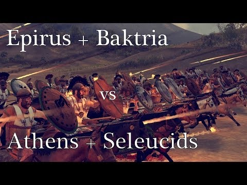Total War Rome 2 Online Battle Video 22 Epirus + Baktria vs Athens + Seleucids