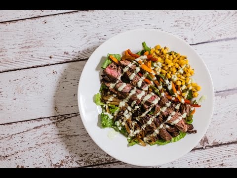 Skirt Steak Fajita Salad with Cilantro Lime Dressing | TOM TO TABLE