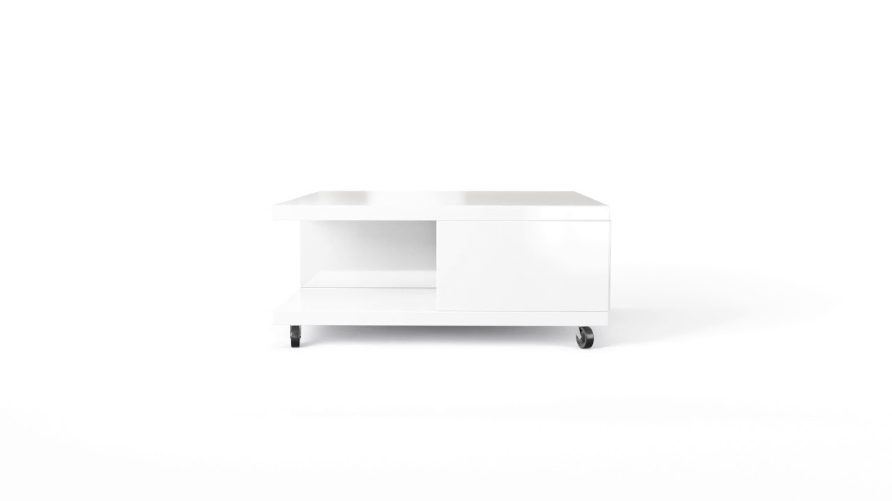 High Gloss White Storage Coffee Table