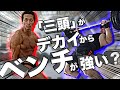 【質問回答】三頭がデカイからベンチが強い?ベンチが強いから三頭が強い?ベンチプレスで悩んでいるあなたへ回答しました!