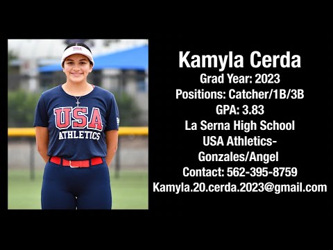 Kamyla Cerda Catcher/3B/1B/OF 2023 Softball Skills Video