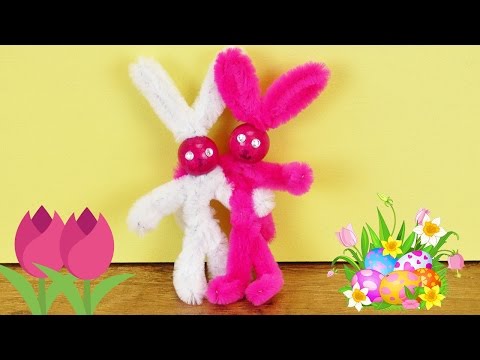 Pfeifenputzer Häschen - Mit Kindern eine Osterdeko basteln