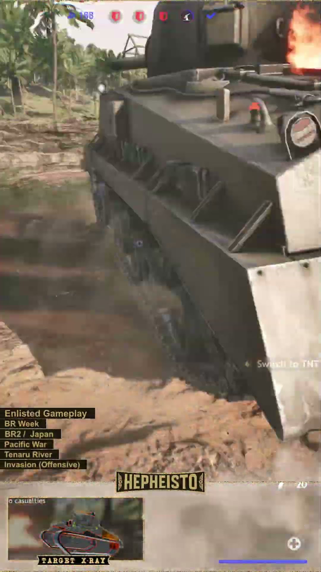 Medic aliminates Tank M4A3 (105) with TNT Charge