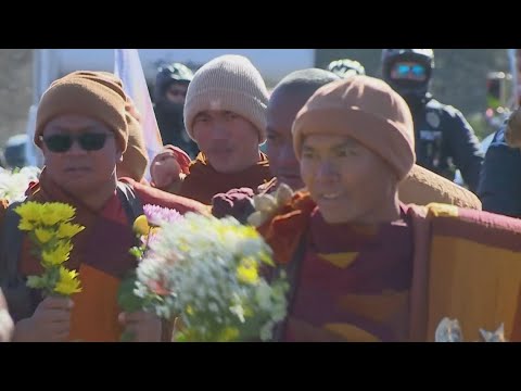 Buddhist monks walk for peace