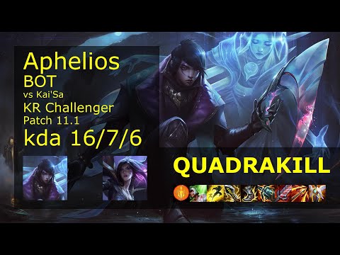 Aphelios ADC vs Kai'Sa - KR Challenger 16/7/6 Patch 11.1 Gameplay // [롤] 아펠리오스 vs 카이사