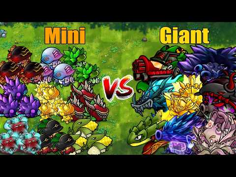 PVZ 1 Fusion 3.6 Challenge!! Team Mini Plants VS Team Giant VS 300 Zombie Random - Who Will Win?