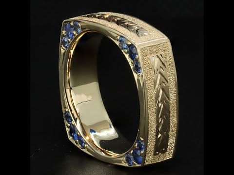 Making "The Maverick" A Square 14 karat Gold Ring with Sapphires