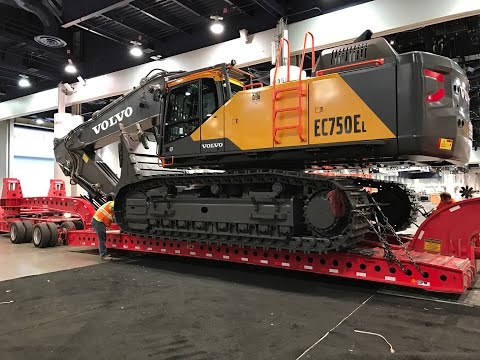 Massive Volvo  EC750EL Excavator moving out of Conexpo 2017