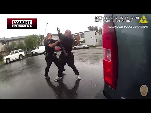 Shootout Erupts After Armed Suspect Flees from LAPD - Caught on Camera
