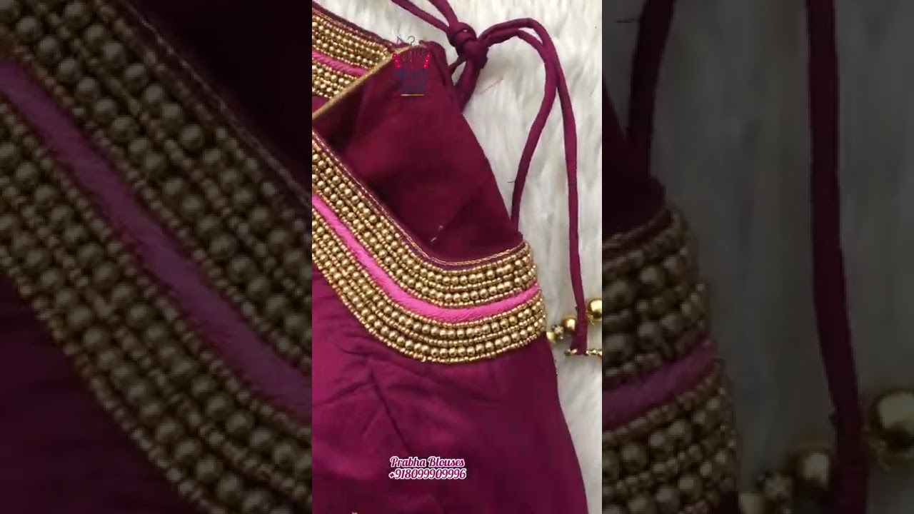 <p style="color: red">Video : </p>Thread and beads maggam work blouse designs / prabhablouses / maggamwork 2022-11-26