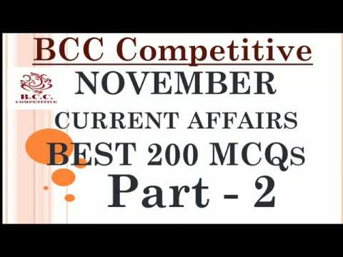 Best 200 MCQs of November current affairs PART-2, Total November month"s revision, for all exams