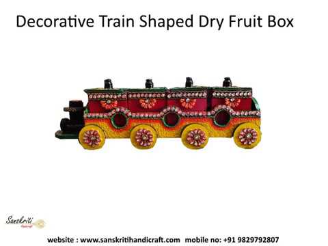 Wooden decorative train shaped 3 dry fruit box, for interior...