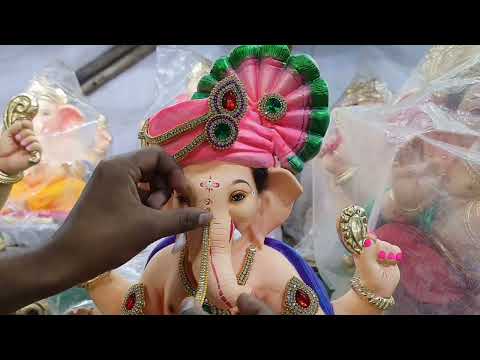 1.5 ft Eco-friendly Ganesha | Diamond Work on Ganpati | Ganpati 2022 | Mumbai Ganpati