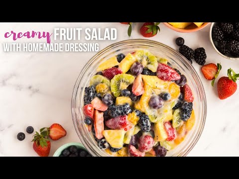 Creamy Fruit Salad with HOMEMADE fruit salad dressing! | The Recipe Rebel
