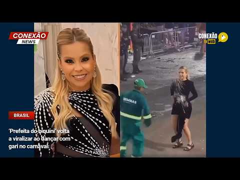 Vídeo: ‘Prefeita do biquíni’ volta a viralizar ao dançar com gari no carnaval.