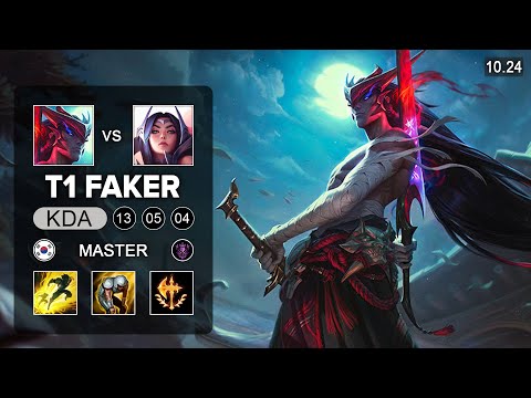 T1 Faker Yone Mid vs Irelia - KR Master Patch 10.24