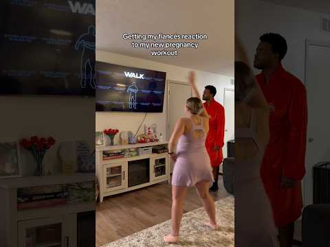 He joined my immersive interactive warmup! 🤣  #couple #pregnant #shorts #comedy