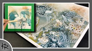 WHITE PENS over WATERCOLOR - relaxing painting process - 304