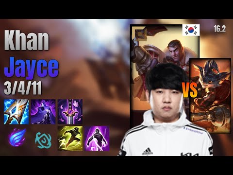 Khan Top Jayce vs Rumble lol KR solo rank Full Game 16.2 | 칸 제이스 vs 럼블