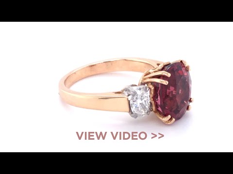 125471   Handmade 18ct Yellow Gold & Platinum Ruby & Diamond ‘Trilogy’ Ring