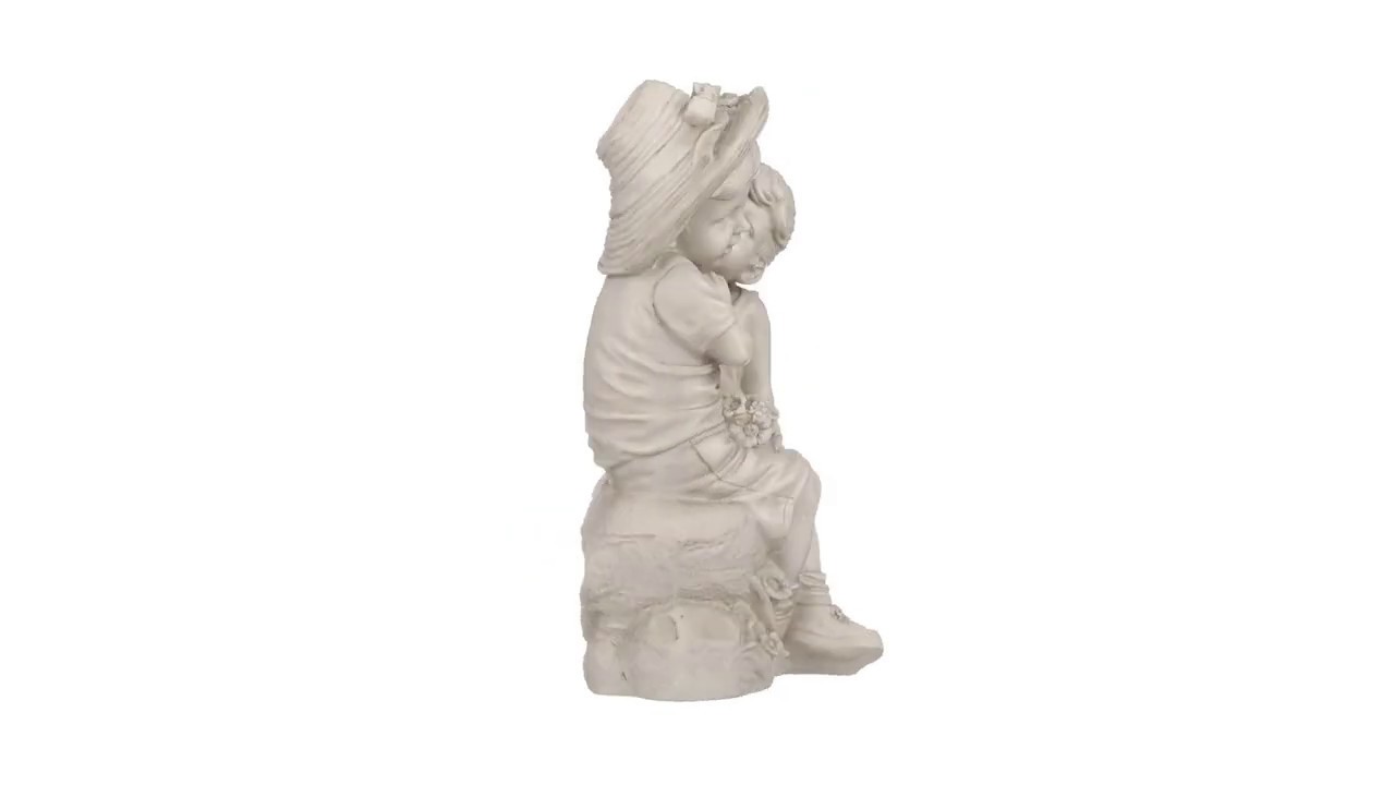 Kissing Kids Boy and Girl Garden Statue Video