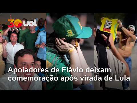 Apoiadores de Flávio Bolsonaro se reúnem para apuração e vão embora após virada de Lula