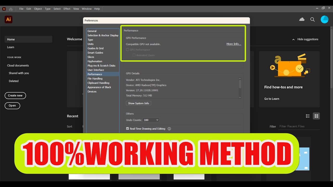 HOW TO SOLVE ADOBE ILLUSTRATOR GPU PROBLEM IN A MINUTE (100% WORKING)