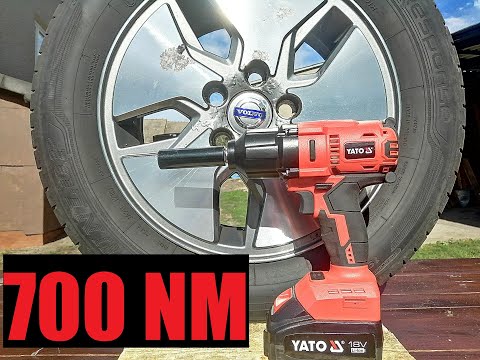 YATO Akumuliatorinis bešepetėlinis smūginis veržliasūkis YT-82806, Li-ion, 18V, 1x3.0 Ah, 700Nm, 1/2" video