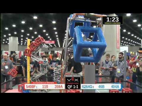 2015 VRC Tech QF1-1 - 5408F 118 359A vs 6264G 46B 404A - 102 to 58 - VEX Worlds 2015