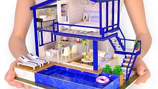 Cómo hacer una casa de fiesta moderna en miniatura con una piscina real | Proyecto de bricolaje