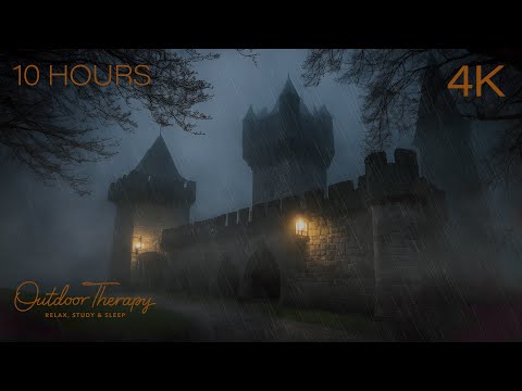 10 Hours of Relaxing Thunder & Rainstorm Ambience | Stormy Night at a Medieval Castle [4K]
