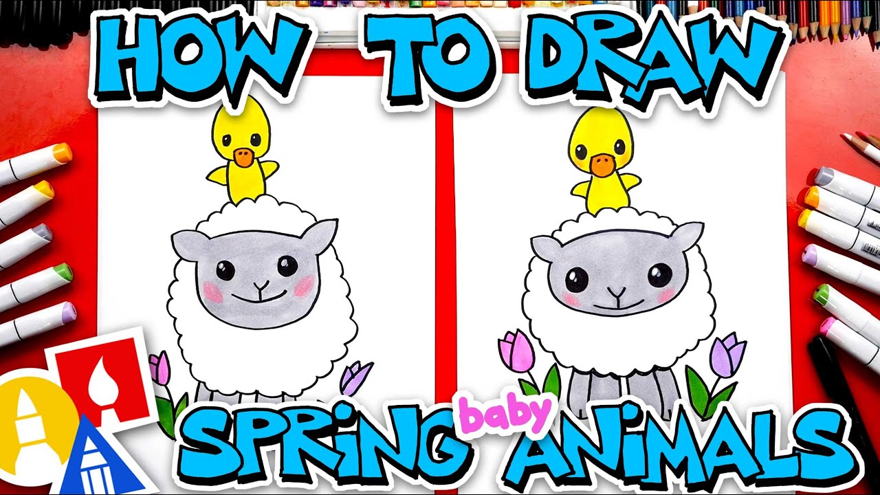 How To Draw A Spring Lamb And Duckling