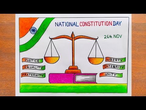 National Constitution Day Drawing / Indian Constitution Day Poster Drawing/ Constitution Day Drawing