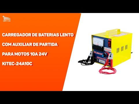 Carregador de Baterias Lento com Auxiliar de Partida para Motos 10A 24V - Video