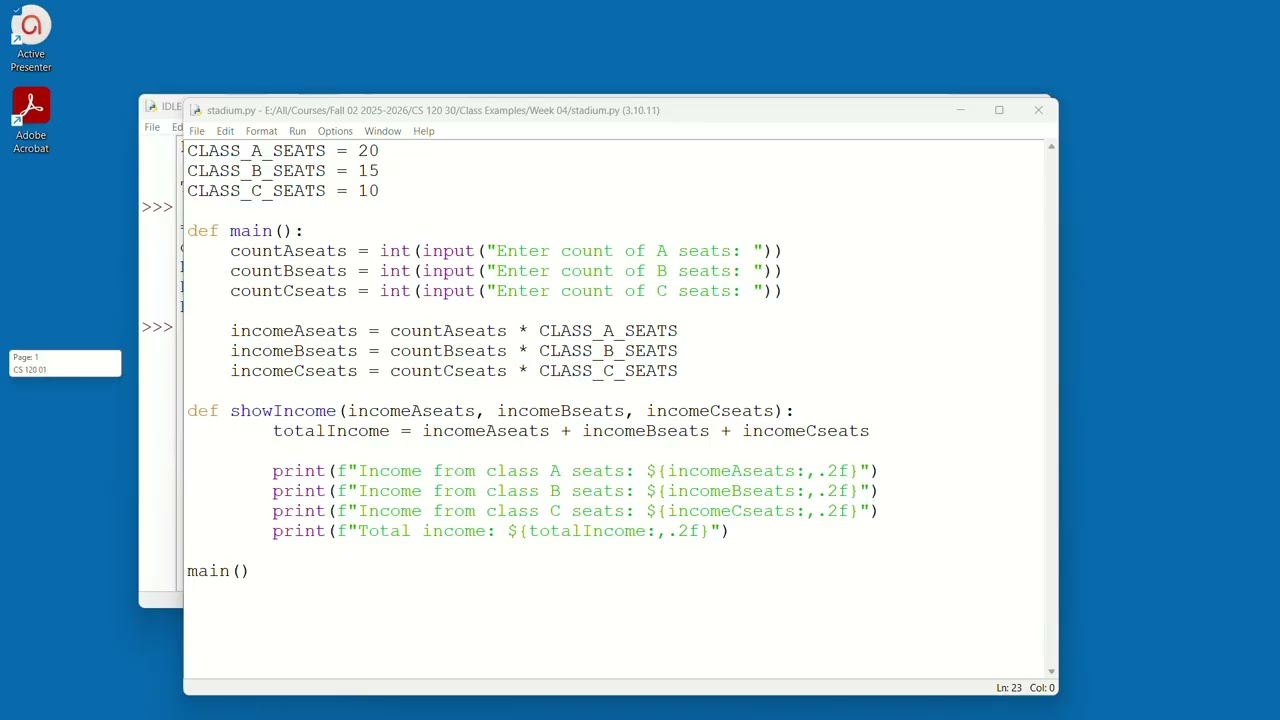 Week 04 - Creating user-defined functions