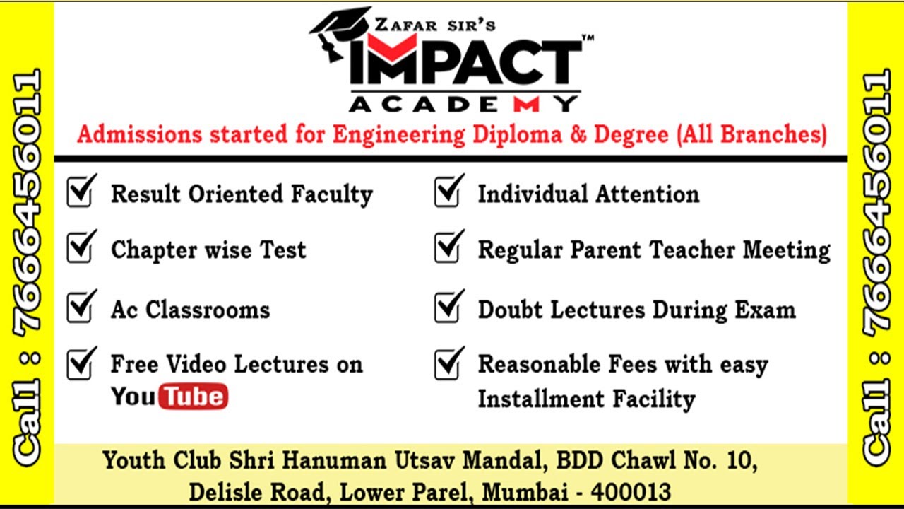 Impact Academy Engineering Classes Lower Parel | Contact Us : 7666456011 |