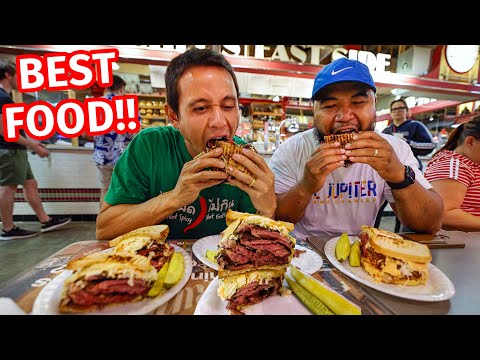 Reading Terminal Market FOOD TOUR - Huge PASTRAMI SANDWICH + Amish Breakfast in Philadelphia!!