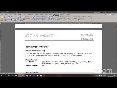Inner West Ordinary Council Meeting - 27 October 2020 - Part 1 of 2
